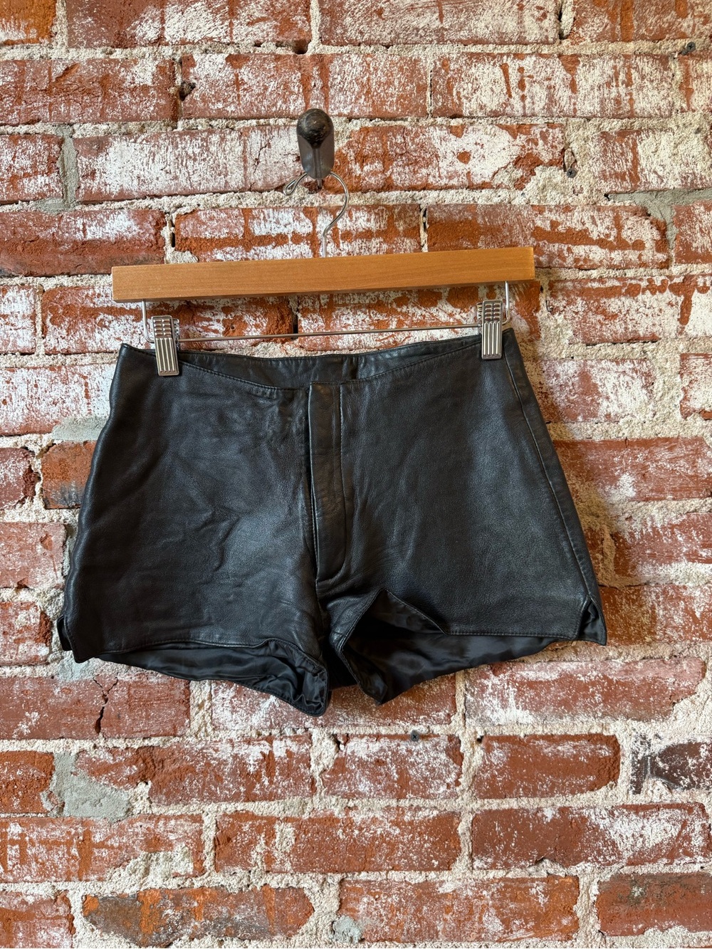 Vintage Black Lined Leather Hot Short Shorts Pelle Studio Women’s 4